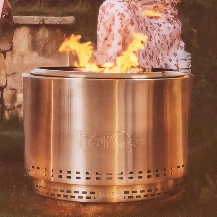 HerQs Chief 68cm Wood Burning Stainless Steel Fire Pit Bundle