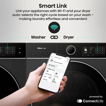 Hisense KitchenFit 5i Series DH5I104BBAB, 10kg Heat Pump Dryer, A+++ Rated in Black