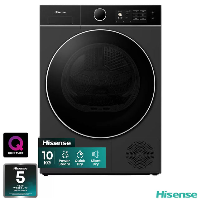 Hisense KitchenFit 5i Series DH5I104BBAB, 10kg Heat Pump Dryer, A+++ Rated in Black