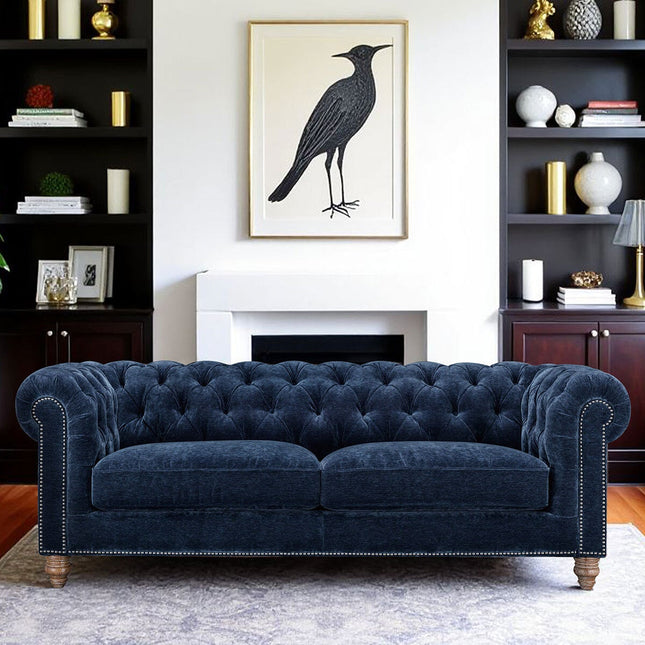 Allington 3 Seater Navy Fabric Chesterfield Sofa