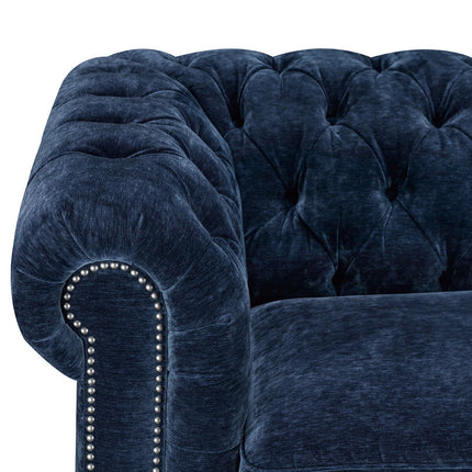 Allington 3 Seater Navy Fabric Chesterfield Sofa – view 4