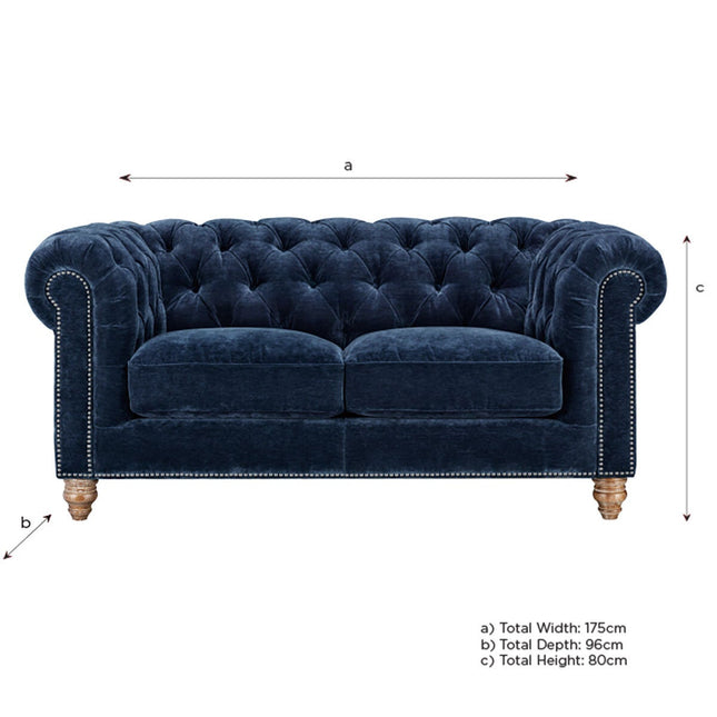 Allington 2 Seater Navy Fabric Chesterfield Sofa – view 2