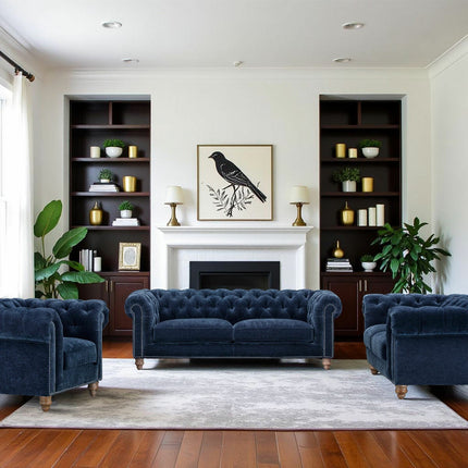 Allington Navy Fabric Chesterfield Armchair – view 8