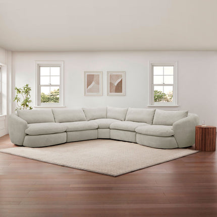 Aiden & Ivy Holley Beige Fabric 5 Piece Modular Sofa