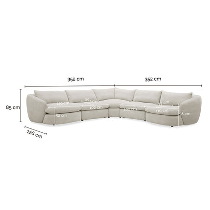 Aiden & Ivy Holley Beige Fabric 5 Piece Modular Sofa – view 2