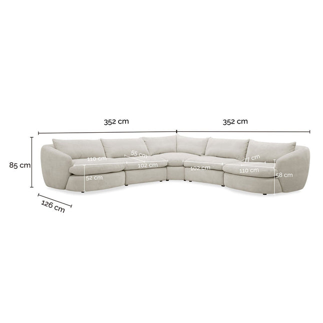 Aiden & Ivy Holley Beige Fabric 5 Piece Modular Sofa – view 2