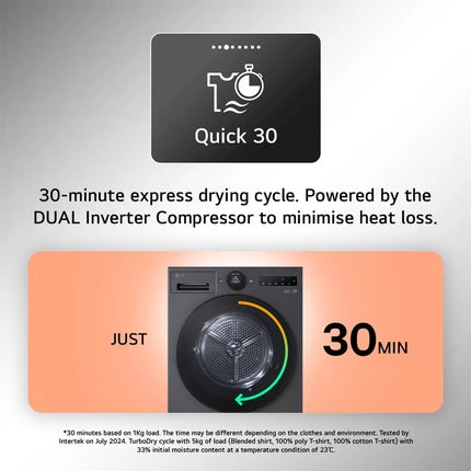 LG RHX7010TWB, 10kg Heat Pump Tumble Dryer, A+++ Rated in White