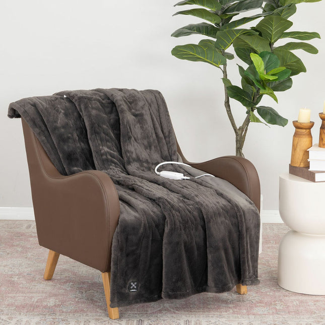 Berkshire Luxe Faux Fur Heated Throw in 4 Colours, 127 x 152 cm