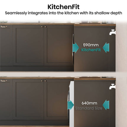 Hisense KitchenFit 5i Series WD5I1245BWR, 12kg/ 8kg Washer Dryer, D Rated in White – view 4