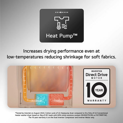 LG RHX7009TSB 9kg Heat Pump Tumble Dryer, A+++ Rated in Silver