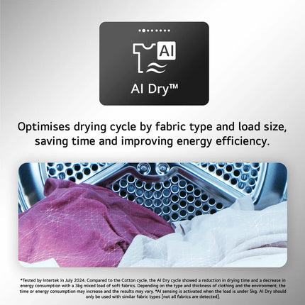 LG RHX7009TSB 9kg Heat Pump Tumble Dryer, A+++ Rated in Silver