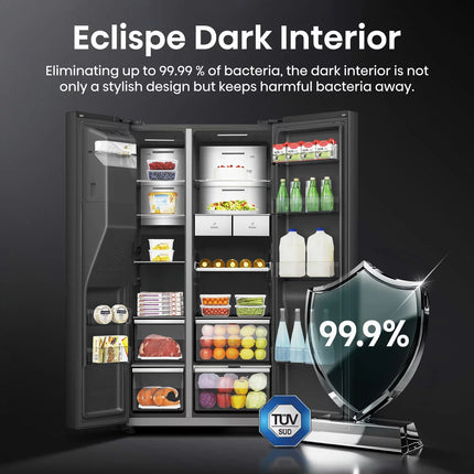 Hisense PureFlat Eclipse RS9P628GPFE, Plumbed Multidoor Fridge Freezer, E Rated In Dark Steel