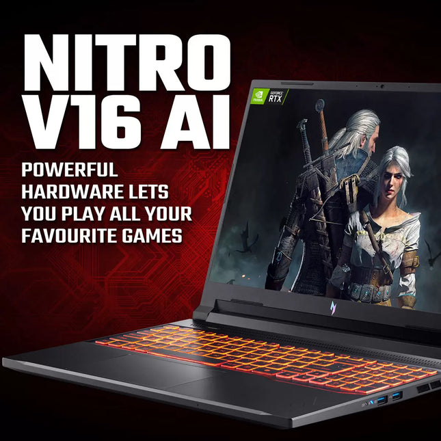 Acer Nitro V16 AI, AMD Ryzen 7, 16GB RAM, 1TB SSD, NVIDIA GeForce RTX 5070, 16 Inch Gaming Laptop, NH.QYYEK.002