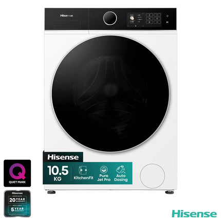 Hisense KitchenFit 5i Series WF5I1045BWQ, 10.5kg Washing Machine, A Rated in White