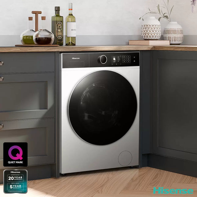 Hisense KitchenFit 5i Series WD5I1045BWQ, 10.5kg / 6kg Washer Dryer, D Rated in White