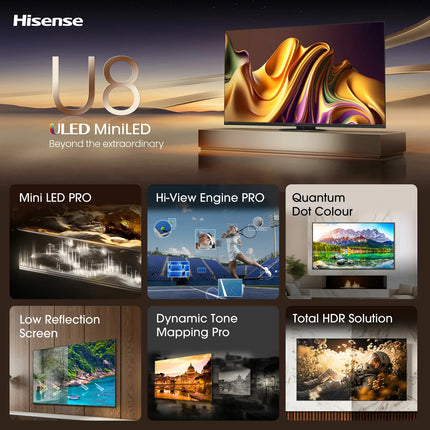 Hisense 65U8NQTUK 65 Inch Mini-LED 4K Ultra HD Smart TV