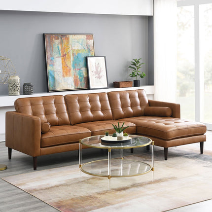Simon Li Harstine Brown Leather Corner Sofa – view 3