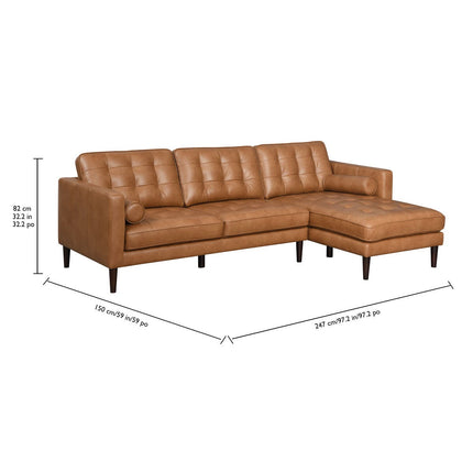 Simon Li Harstine Brown Leather Corner Sofa – view 2