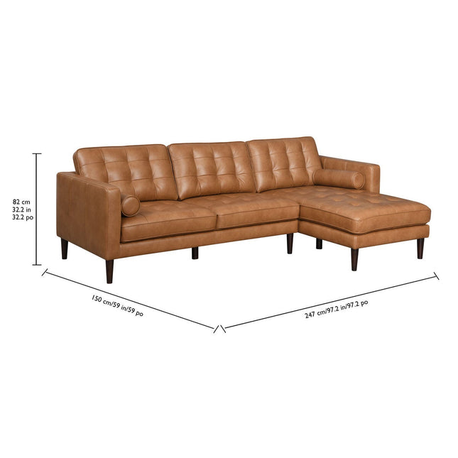 Simon Li Harstine Brown Leather Corner Sofa – view 2