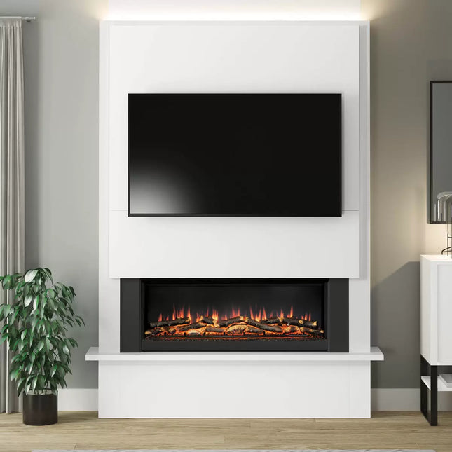 Flare Oxton Wall Mounted Chimney Breast Fireplace Suite in White, 2kW