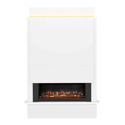 Flare Oxton Wall Mounted Chimney Breast Fireplace Suite in White, 2kW