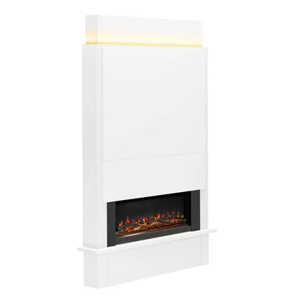 Flare Oxton Wall Mounted Chimney Breast Fireplace Suite in White, 2kW