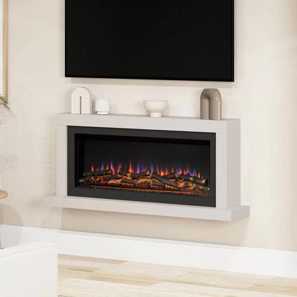 Flare Elyce Grande Wall Mounted Electric Fireplace in Cream, 2kW