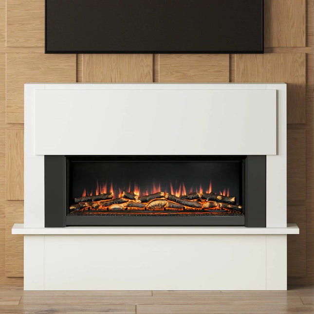 Flare Fairview Electric Fireplace Suite in White, 2kW