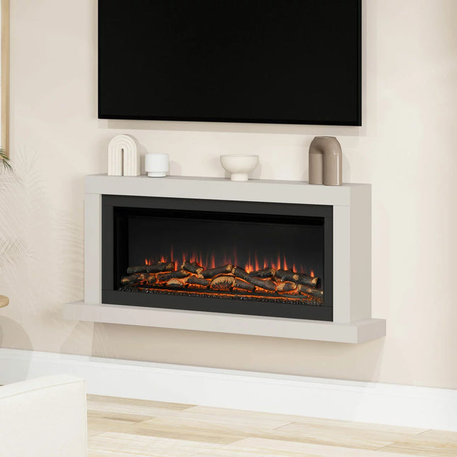 Flare Elyce Grande Wall Mounted Electric Fireplace in Cream, 2kW