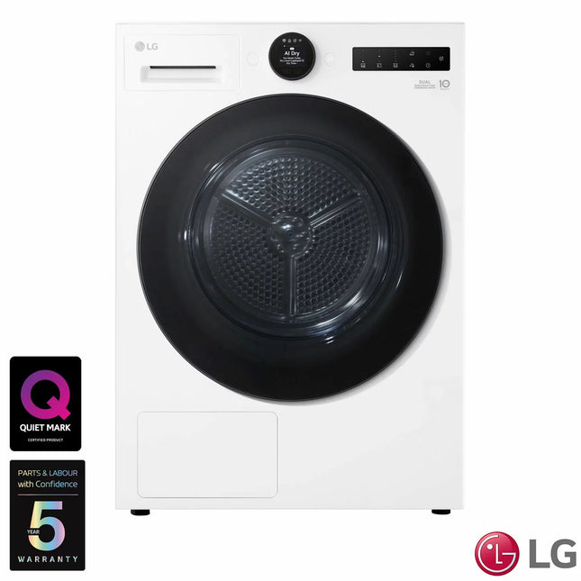 LG RHX7010TWB, 10kg Heat Pump Tumble Dryer, A+++ Rated in White