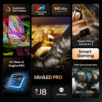 Hisense 85U8QTUK 85 Inch Mini LED HD Smart TV