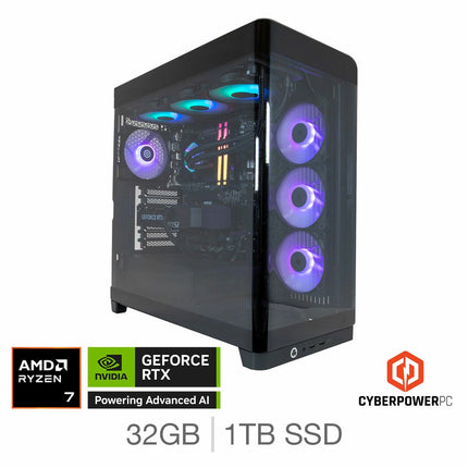 CyberPower, AMD Ryzen 7, 32GB RAM, 1TB SSD, NVIDIA GeForce RTX 5070, Gaming Desktop PC