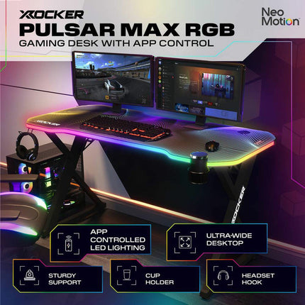 X Rocker Pulsar Max RGB Gaming Desk with LED Lights – view 3