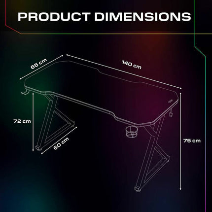 X Rocker Pulsar Max RGB Gaming Desk with LED Lights – view 2