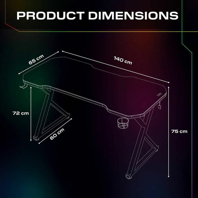 X Rocker Pulsar Max RGB Gaming Desk with LED Lights – view 2