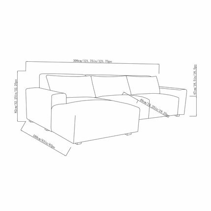 Zyllah Beige Fabric Corner Sofa with Chaise – view 2