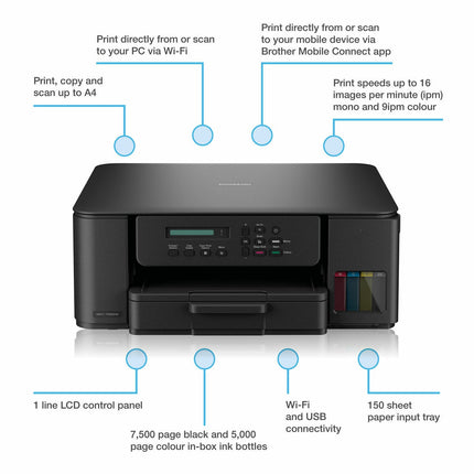 Brother 3-in-1 compact inktank printer, DCP-T580DW – view 2