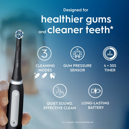 Oral B iO 3 Duo Pack Power Electric Toothbrush, Matt Black & Ice Blue – view 2