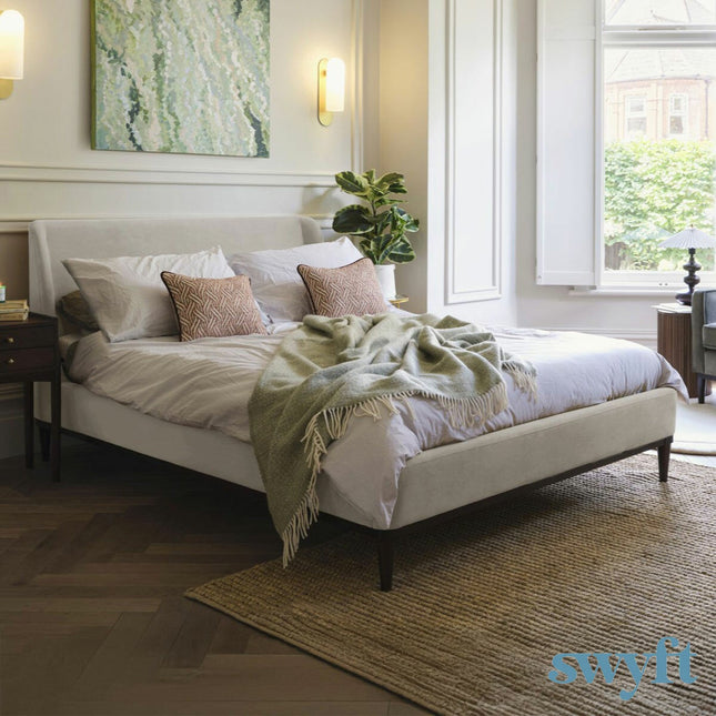 Swyft Bed 02 Beige Velvet Bed Frame in 3 Sizes