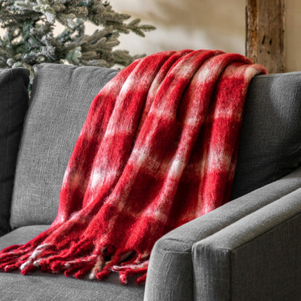 Gallery Heritage Check Faux Mohair Throw in 2 Colours, 130 x 170 cm