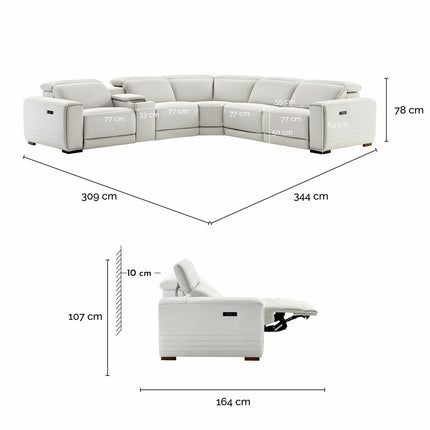 Aiden & Ivy Karson Cream Leather Power Reclining Sectional Sofa – view 2