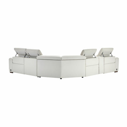 Aiden & Ivy Karson Cream Leather Power Reclining Sectional Sofa – view 8