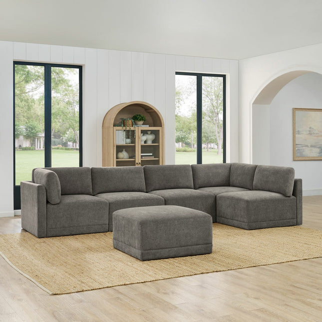 Thomasville Fallon Grey 6 Piece Modular Fabric Sofa