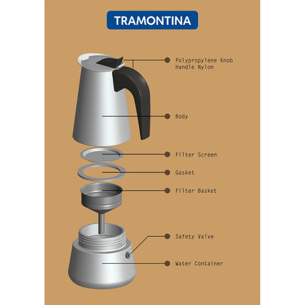 Tramontina Stainless Steel Moka Pot, 350ml – view 4