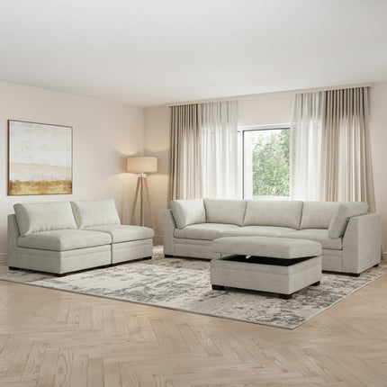 Thomasville Tisdale Taupe 6 Piece Modular Fabric Sofa – view 5