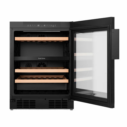 Hisense RW3N122GSLF, 46 Bottle Freestanding, Dual Zone Wine Cooler in Black – view 4