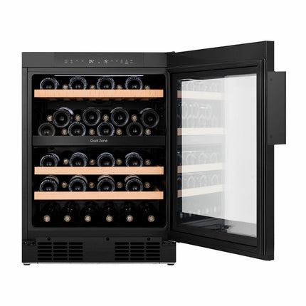 Hisense RW3N122GSLF, 46 Bottle Freestanding, Dual Zone Wine Cooler in Black – view 3