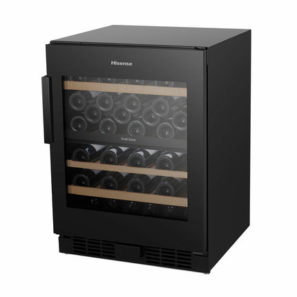 Hisense RW3N122GSLF, 46 Bottle Freestanding, Dual Zone Wine Cooler in Black – view 6