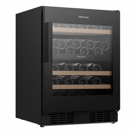 Hisense RW3N122GSLF, 46 Bottle Freestanding, Dual Zone Wine Cooler in Black – view 5