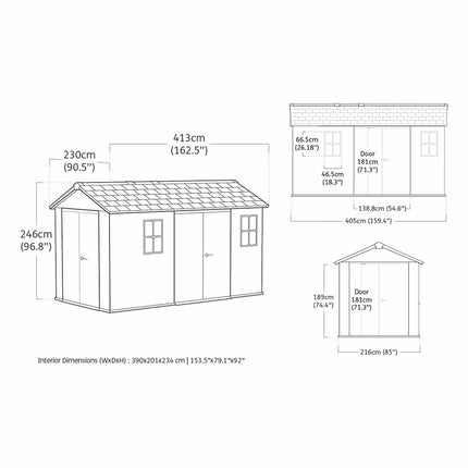 Keter Newton Plus 13 x 7ft 5" (3.9 x 2.2m) Dual Entry Storage Shed – view 2